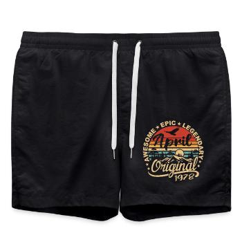 April 1978 Geburtstagsgeschenk, geboren im April 1978 - Badeshorts - Schwarz - Vorne - AI Model Male 185 light (185cm)