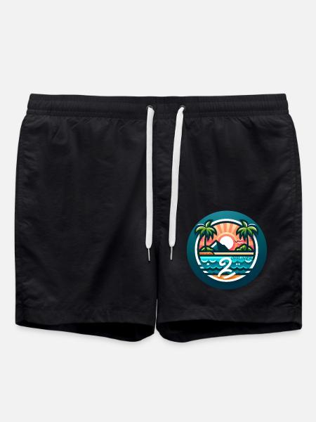 Colorful Palm Island Offliner - Swim Trunks - black