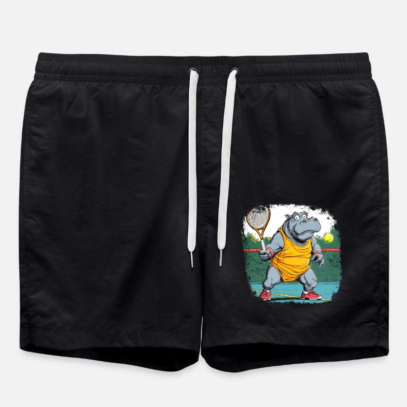 Nilpferde Tennis - Badeshorts - Schwarz