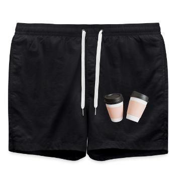Kaffee - Badeshorts - Schwarz - Vorne - AI Model Male 185 light (185cm)
