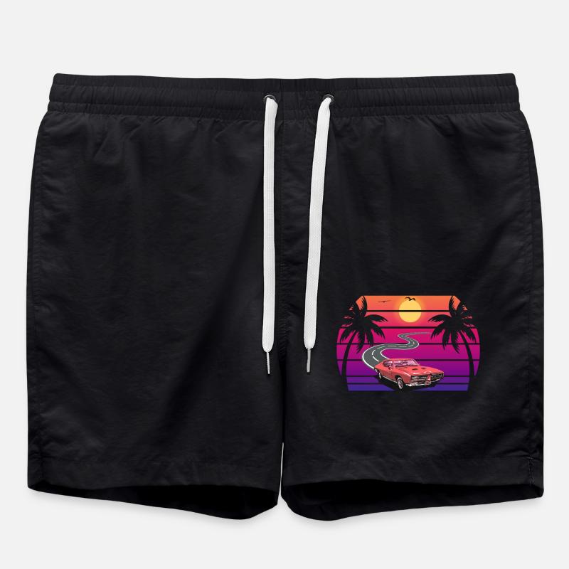 retro sunset - Badeshorts - Schwarz