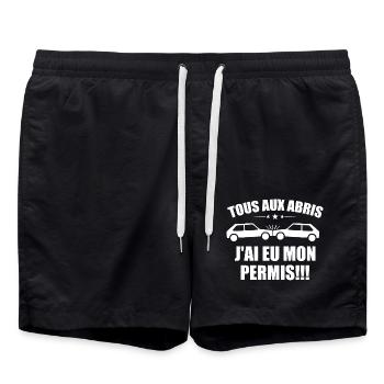 Tous aux abris j'ai eu mon permis - Short de bain - noir - Devant - AI Model Male 185 light (185cm)