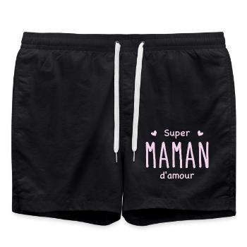 Super maman d'amour - Short de bain - noir - Devant - AI Model Male 185 light (185cm)