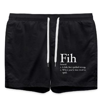 Funny Fih Fish Meme Fish Fih Funny Misspelled Fish - Short de bain - noir - Devant - AI Model Male 185 light (185cm)
