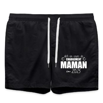 2025 Maman Grossesse Cadeau Humour Mère - Short de bain - noir - Devant - AI Model Male 185 light (185cm)