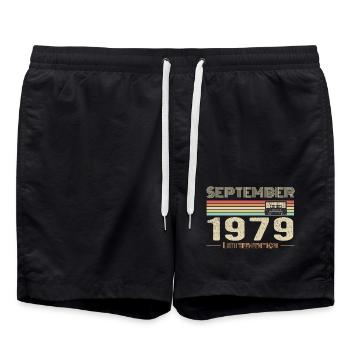 Septembre 1979 Vintage Anniversaire septembre 1979 - Short de bain - noir - Devant - AI Model Male 185 light (185cm)