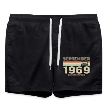 Septembre 1969 Vintage Anniversaire septembre 1969 - Short de bain - noir - Devant - AI Model Male 185 light (185cm)