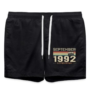 Septembre 1992 Vintage Anniversaire septembre 1992 - Short de bain - noir - Devant - AI Model Male 185 light (185cm)