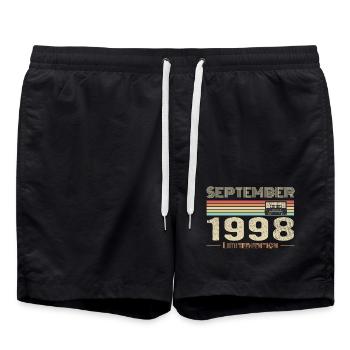 Septembre 1998 Vintage Anniversaire septembre 1998 - Short de bain - noir - Devant - AI Model Male 185 light (185cm)