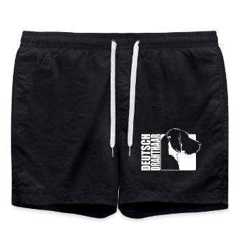 Deutsch Drahthaar Profil Hunde Jagdhund Wilsigns - Badeshorts - Schwarz - Vorne - AI Model Male 185 light (185cm)