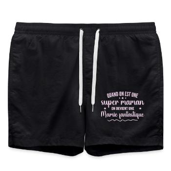 une super maman on devient une mamie fantastique - Short de bain - noir - Devant - AI Model Male 185 light (185cm)