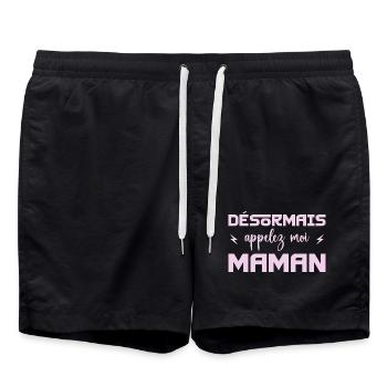 désormais appelez moi maman - Short de bain - noir - Devant - AI Model Male 185 light (185cm)