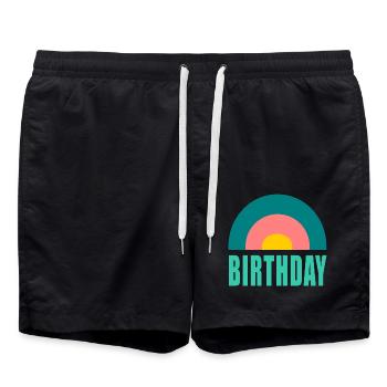ALLES GUTE ZUM GEBURTSTAG. ALLES GUTE ZUM GEBURTSTAG. JAHRESTAG. - Badeshorts - Schwarz - Vorne - AI Model Male 185 light (185cm)