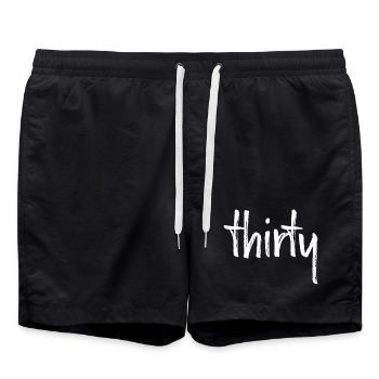30 thirty 30.Geburtstag Geschenk Zahl 30 Nummer - Badeshorts - Schwarz - Vorne - AI Model Male 185 light (185cm)