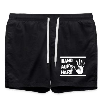 Hand auf's Harz - Handball Design - Badeshorts - Schwarz - Vorne - AI Model Male 185 light (185cm)