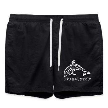 Dauphin blanc de Polynésie - Short de bain - noir - Devant - AI Model Male 185 light (185cm)