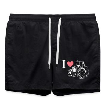 Tractor Love Farmer Farmer Tractors Heart icon - Swim Trunks - black - Front - AI Model Male 185 light (185cm)