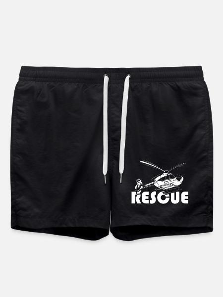 rescue bergrettung helikopter heli flying symbol - Badeshorts - Schwarz
