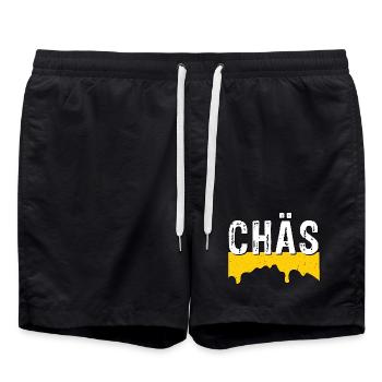 Chäs (SWISS CHEESE) - Badeshorts - Schwarz - Vorne - AI Model Male 185 light (185cm)