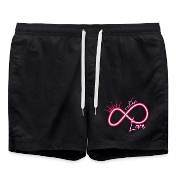 Unendlichkeitszeichen neon endless love - Badeshorts - Schwarz - Vorne - AI Model Male 185 light (185cm)