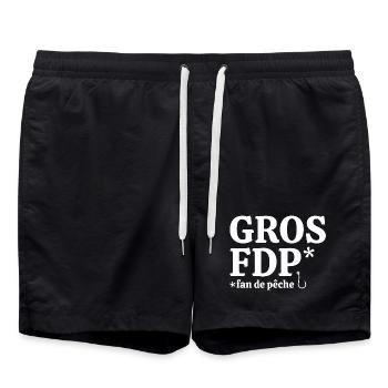 pêche, pêcheur, fan de pêche - Short de bain - noir - Devant - AI Model Male 185 light (185cm)
