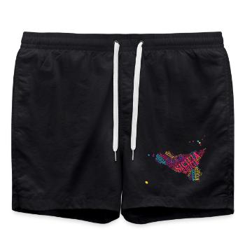 Sicily t-shirt map word cloud t-shirt - Swim Trunks - black - Front - AI Model Male 185 light (185cm)