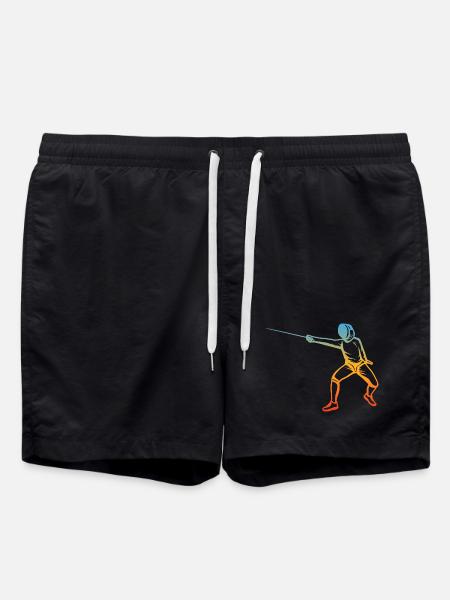Fencing Drawing - Swim Trunks - black