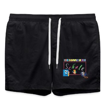 Ich komme in die Schule | Einschulung Schulanfang - Badeshorts - Schwarz - Vorne - AI Model Male 185 light (185cm)