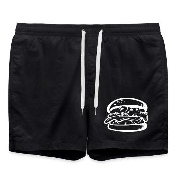 Burger Shop Symbol Food Food Restauration rapide - Short de bain - noir - Devant - AI Model Male 185 light (185cm)