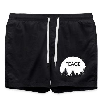 Baum Frieden Symbol Wald Bäume Peace Frieden icon - Badeshorts - Schwarz - Vorne - AI Model Male 185 light (185cm)