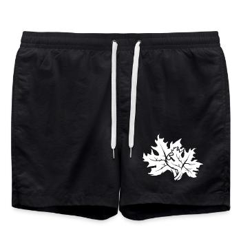 leaves icon logo icon graphic forest trees nature - Swim Trunks - black - Front - AI Model Male 185 light (185cm)
