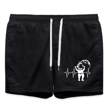 Herzschlag Astronaut comic Puls Weltall Ekg Symbol - Badeshorts - Schwarz - Vorne - AI Model Male 185 light (185cm)