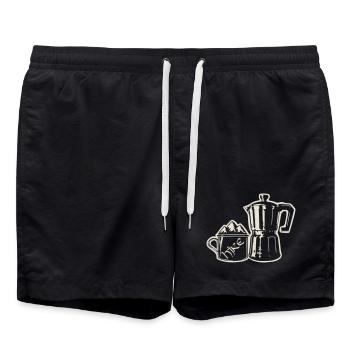 Coffee Hike - Mountain Espresso [Weiß] - Badeshorts - Schwarz - Vorne - AI Model Male 185 light (185cm)