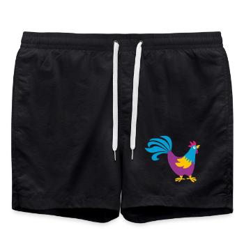 rooster colorful rooster farm animal easter animals - Swim Trunks - black - Front - AI Model Male 185 light (185cm)