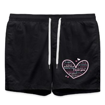Ich liebe Dich - international - Badeshorts - Schwarz - Vorne - AI Model Male 185 light (185cm)
