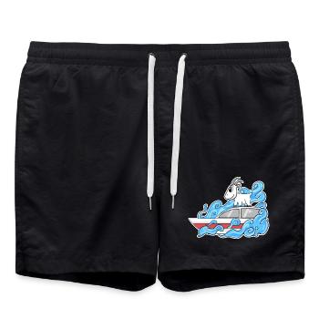 Goat Boat Funny Waves - Swim Trunks - black - Front - AI Model Male 185 light (185cm)