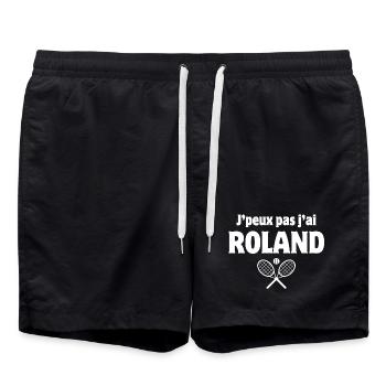 tennis, tennis fan, tennis match - Swim Trunks - black - Front - AI Model Male 185 light (185cm)