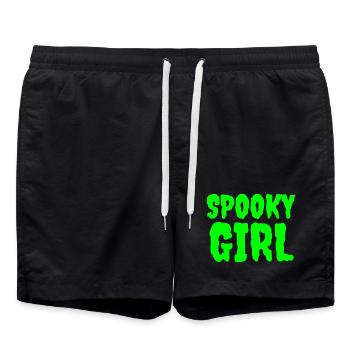 Spooky Girl Neon Horror Design - Swim Trunks - black - Front - AI Model Male 185 light (185cm)