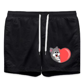 Cœur de chat - Short de bain - noir - Devant - AI Model Male 185 light (185cm)