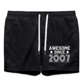 Birthday Retro Awesome since 2007 - Swim Trunks - black - Front - AI Model Male 185 light (185cm)