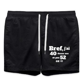 anniversaire 52 ans, anniversaire humour, 52 ans - Short de bain - noir - Devant - AI Model Male 185 light (185cm)