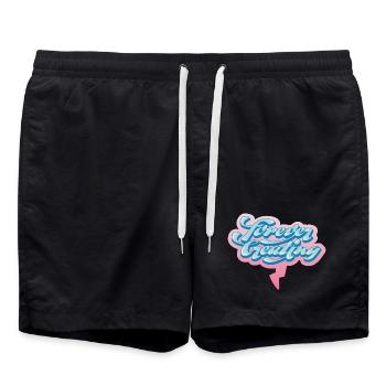 Forever Creating – Künstlerische Typografie - Badeshorts - Schwarz - Vorne - AI Model Male 185 light (185cm)