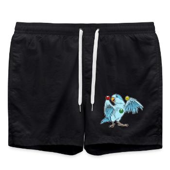 Papagei Jongleur Jonglieren - Badeshorts - Schwarz - Vorne - AI Model Male 185 light (185cm)