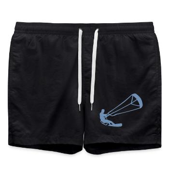 Kitesurfer Silhouette Kiteboarding Adrenalin Sport - Badeshorts - Schwarz - Vorne - AI Model Male 185 light (185cm)