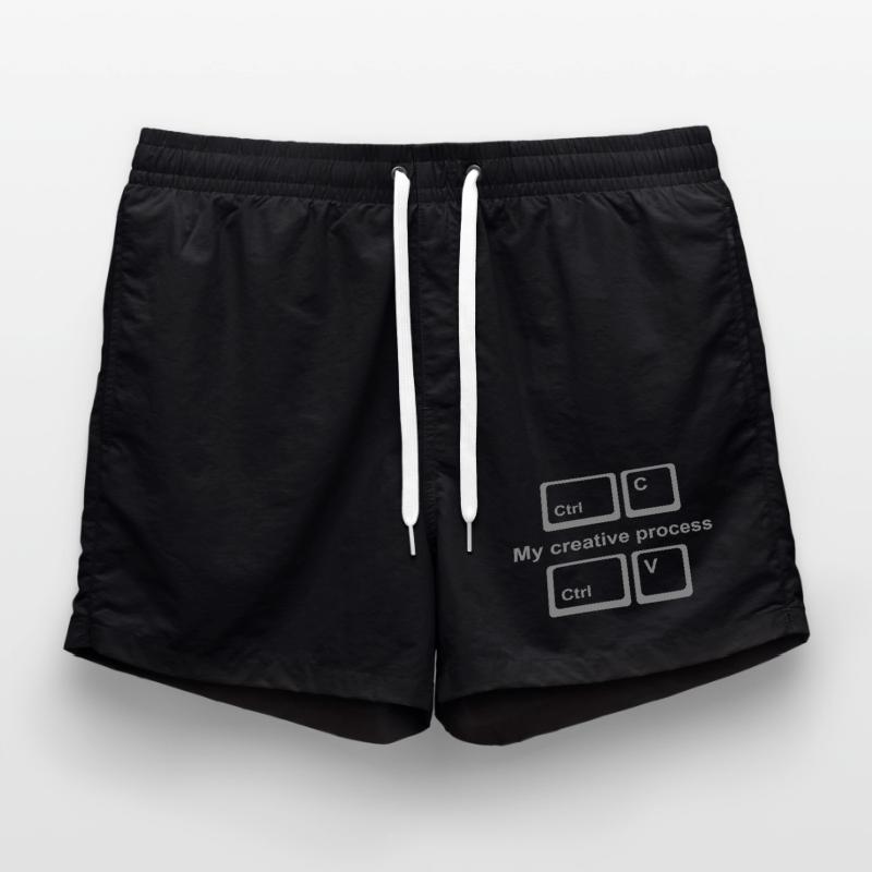 Copy Paste Shirt – Funny Coder & Designer Tee Badeshorts