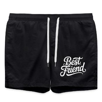 Typographie manuscrite « Meilleur ami » - Short de bain - noir - Devant - AI Model Male 185 light (185cm)