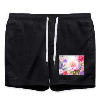 Pastel Flowers for Spring Clothing - Swim Trunks - black - Front - AI Model Male 185 light (185cm)