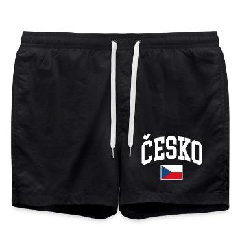 Czech Republic Flag - Swim Trunks - black - Front - AI Model Male 185 light (185cm)