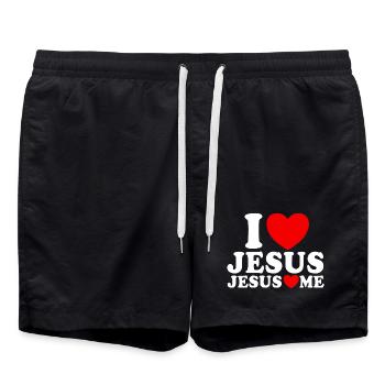 I love Jesus Jesus loves me Christian faith - Swim Trunks - black - Front - AI Model Male 185 light (185cm)