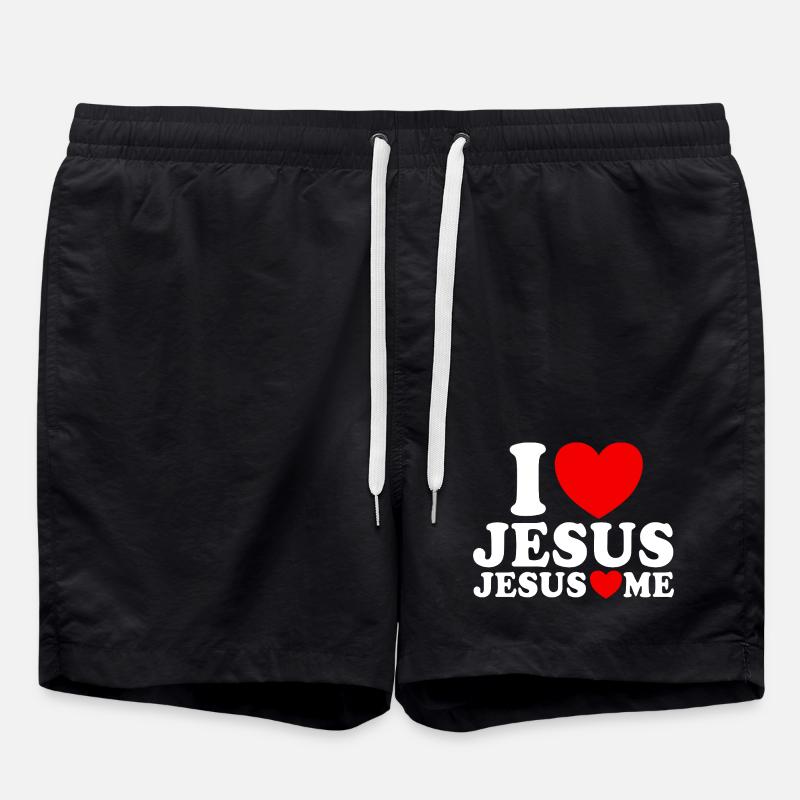 J’aime Jésus Jésus m’aime Foi chrétienne - Short de bain - noir
